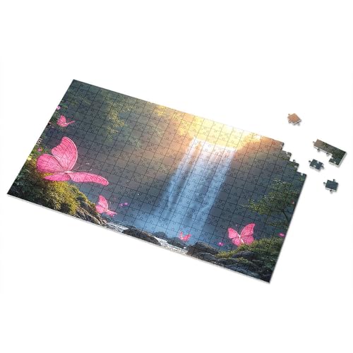 Puzzle, 1000 Teile, magischer Wasserfall mit rosa Schmetterlingen, Bildpuzzle für Kleinkinder von 2–4 Jahren, Mädchen, Spielzeug im Alter von 4–5 (1000 Stück) von TSGB