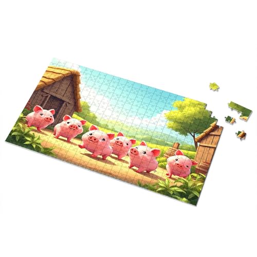 Puzzle, 1000 Teile, sieben glückliche Schweine auf dem Land, Bilder-Puzzle, Puzzles für Kleinkinder von 2–4 Jahren, Mädchen, Spielzeug im Alter von 4–5 (1000 Stück) von TSGB