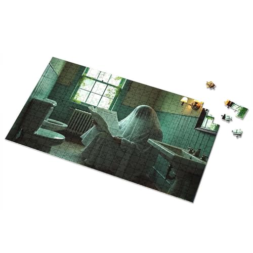 Puzzle, 300 Teile für Erwachsene, Geister-Lese-Zeitung im Spukbadezimmer, Bilderpuzzle, 1000-teiliges Puzzle für Erwachsene, 1000-teiliges Puzzle (300 Teile) von TSGB