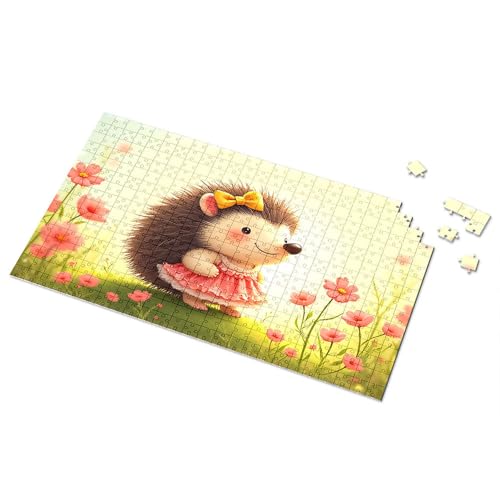 Puzzle, 300 Teile für Erwachsene, bezaubernder Igel in einem rosa Garten, Bild, Puzzle-Spiel für Kinder, Spielzeug und Spiele (1000 Teile) von TSGB