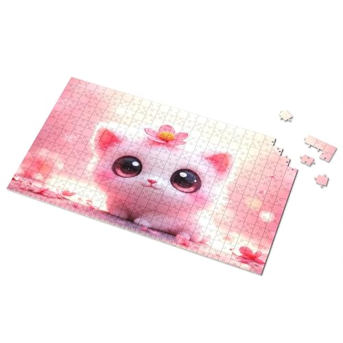 Puzzle, 300 Teile für Erwachsene, bezauberndes Kätzchen mit rosa Blumenkrone, Bild, Puzzles für Erwachsene, 500 Teile Puzzlebrett (500 Stück) von TSGB