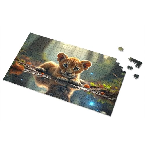 Puzzle, 300 Teile für Erwachsene, bezauberndes Löwenjunges im verzauberten Wald, Bilderpuzzle für Erwachsene, 500 Teile Puzzlebrett (300 Teile) von TSGB