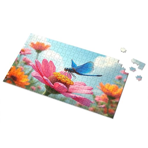 Puzzle, 300 Teile für Erwachsene, verträumte Libelle auf einer rosa Blume, Puzzle für Erwachsene, 500 Teile Puzzlebrett (1000 Teile) von TSGB
