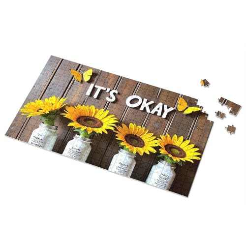Puzzle 1000 Stück Blumenvasen mit inspirierenden Zitaten Bilderpuzzle Puzzles für Kleinkinder 2–4 Mädchen Spielzeug Alter 4–5 (1000 Stück) von TSGB