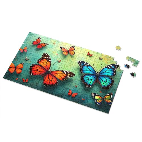 Puzzle 1000 Teile, bunte Schmetterlinge auf grünem Hintergrund, Bild, Puzzle für Kleinkinder von 2–4 Jahren, Mädchen, Spielzeug im Alter von 4–5 (300 Stück) von TSGB