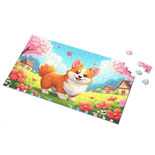 Puzzle 300 Teile für Erwachsene, Frühlingsfreude: Ein süßer Hund in einem Blumengarten, Bilderpuzzle für Erwachsene, 500 Teile Puzzlebrett (500 Teile) von TSGB