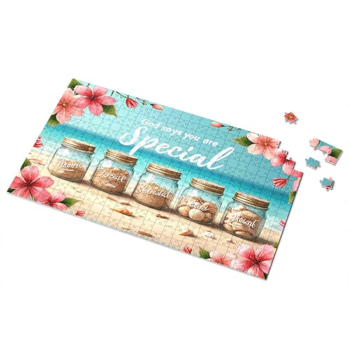 Puzzle 300 Teile für Erwachsene, Gott sagt, dass Sie etwas Besonderes sind: A Beach Jar Collection Bilderpuzzle Puzzles für Erwachsene, 500 Teile Puzzlebrett (300 Teile) von TSGB