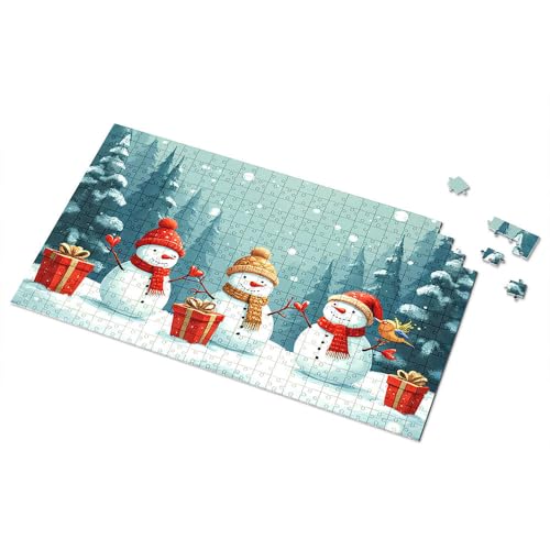 Puzzle 300 Teile für Erwachsene, drei Schneemänner im Winterwunderland, Bilderpuzzle für Erwachsene, 500 Teile Puzzlebrett (300 Teile) von TSGB