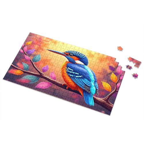 Puzzle für Erwachsene, buntes Vogel auf einem Ast mit Herbstblättern, 300 Teile für Erwachsene, 500 Teile Puzzlebrett (1000 Teile) von TSGB