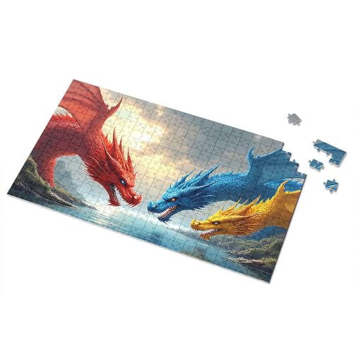 Puzzle für Kinder im Alter von 4–6 Jahren, drei Drachen: Rot, Blau und Gelb, 1000 Teile für Erwachsene (1000 Teile) von TSGB