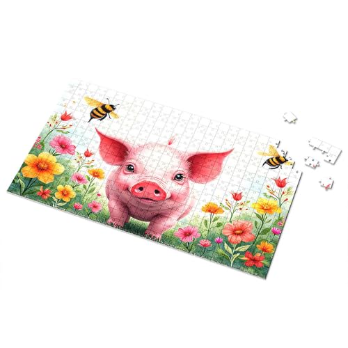 Puzzles für Erwachsene, 1000 Teile, Blumengarten mit glücklichem Schwein und Bienen, Bildpuzzle, Spielzeug für Kinder von 8–13 Jahren, 500 Teile (500 Stück) von TSGB