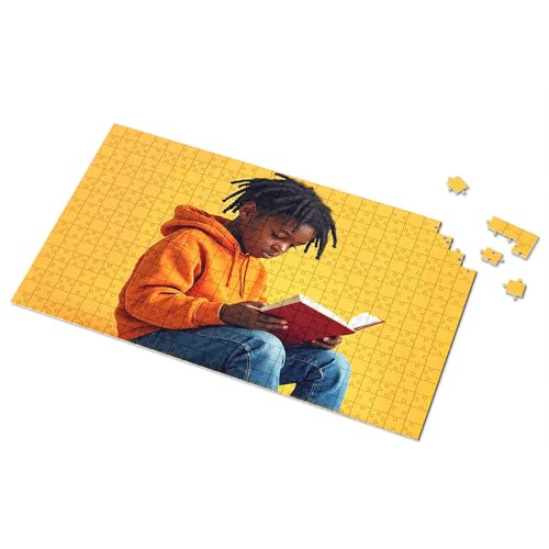 Puzzles für Erwachsene, 1000 Teile, Teenager in orangefarbenem Kapuzenpullover, Lesebuch, Bild, Puzzle, Spielzeug für Alter 8–13 Jahre, 500 Teile (300 Stück) von TSGB