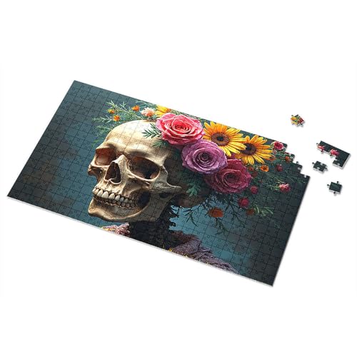 Puzzles für Erwachsene, 1000 Teile, Totenkopf mit Blumen: ein geheimnisvolles Kunstwerk, Bild, Puzzle, Spielzeug für Kinder von 8–13 Jahren, 500 Teile (300 Stück) von TSGB