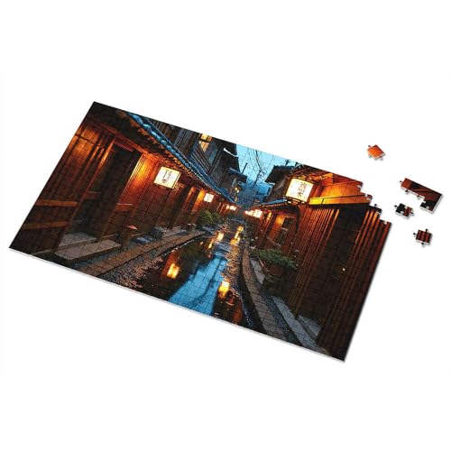 Puzzles für Erwachsene, 1000 Teile, japanische Laternen, reflektieren auf einer ruhigen Straße, Puzzle, Spielzeug für Kinder von 8–13 Jahren, Puzzle, 500 Teile (1000 Stück) von TSGB