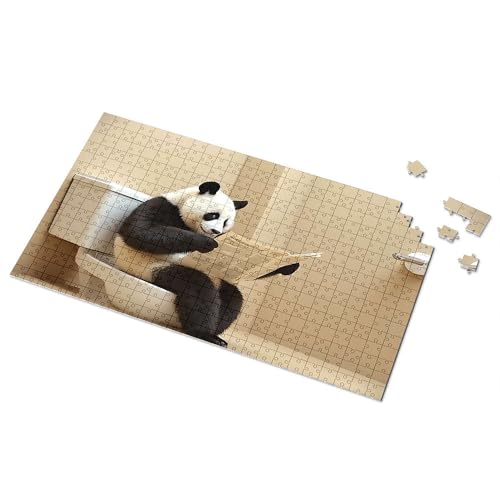 Puzzles für Kinder im Alter von 4–6 Jahren, Panda, Zeitung auf Toilette, Bild, Puzzle, Puzzle, Puzzle, 1000 Teile, für Erwachsene (300 Stück) von TSGB