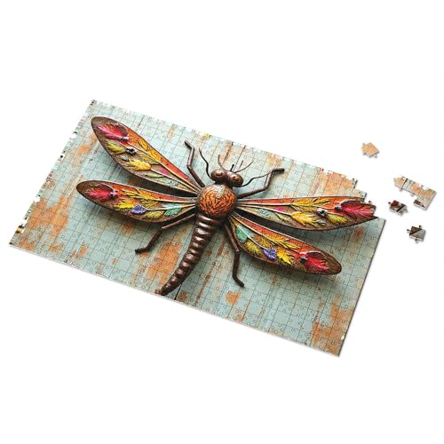 Puzzles für Kinder im Alter von 4–6 Jahren, bunte Schmetterlingskunst auf rustikalem Wandbild, Puzzle, Puzzle, Puzzle, 1000 Teile für Erwachsene (300 Stück) von TSGB