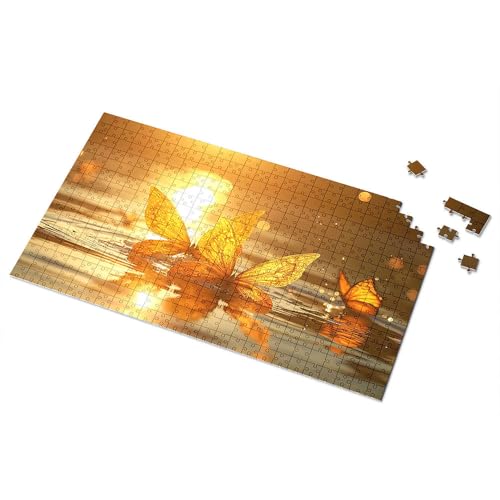 Puzzles für Kinder im Alter von 4–6 Jahren, goldene Schmetterlinge im Sonnenuntergang, Reflexionen, Bilderpuzzle, Puzzle, Puzzle, 1000 Teile, für Erwachsene (300 Stück) von TSGB