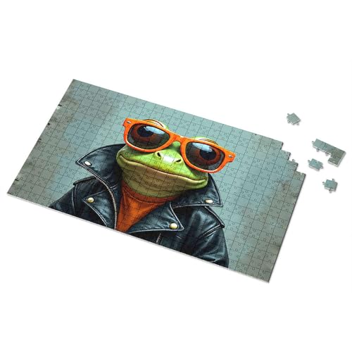 Toys & Games Frosch in Lederjacke und orangefarbener Brille, Bildpuzzle für Jungen, Spielzeug, 300 Teile (500 Teile) von TSGB