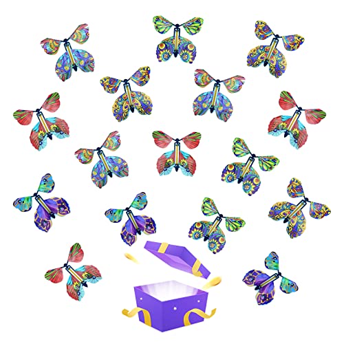 TSHAOUN 16 Stück Magische Schmetterling Spielzeug, Magic Flying Butterfly Card Wind up Butterfly Toy, Fliegender Schmetterling Karte Überraschung Geschenk für Geburtstag, Hochzeit (Zufällige Farbe) von TSHAOUN