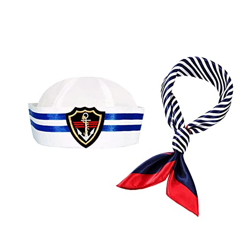TSHAOUN 2 Stücke Matrosen Hut and Matrosen Halstuch Set, Matrosen Set, Party Hut Erwachsene Marine Cosplay Set, für Halloween-Kostümpartys, Matrosen-Cosplay-Partys, Kreuzfahrten TSHAOUN 2 Stücke Matrosen Hut and Matrosen Halstuch Set, Matrosen Set, Party Hut Erwachsene Marine Cosplay Set, für Halloween-Kostümpartys, Matrosen-Cosplay-Partys, Kreuzfahrten von TSHAOUN