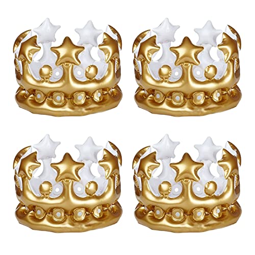 TSHAOUN 4 STÜCKE Aufblasbare Krone ， Queens Crown Junggesellinnenabschied Dekorationen Spielzeug ， Karnevalskostüm Zubehör (Gold) von TSHAOUN