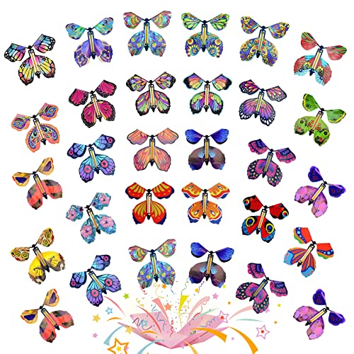TSHAOUN 40 Stück Magische Fliegende Schmetterling, Schmetterlings Karte für Geburtstagsgeschenke, Wind up Butterfly Fliegender Schmetterling für Geburtstag (Zufällige Farbe) von TSHAOUN