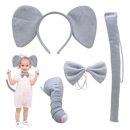 TSHAOUN Elefant Kostüm für Kinder, Elefant Tierkleid Nette Cosplay Grau Elefanten ohren Stirnband Elefanten Nase Elefant Kragen Schwanz für Kinder Halloween Fasching Karneval Party Favors (Elefant) TSHAOUN Elefant Kostüm für Kinder, Elefant Tierkleid Nette Cosplay Grau Elefanten ohren Stirnband Elefanten Nase Elefant Kragen Schwanz für Kinder Halloween Fasching Karneval Party Favors (Elefant) von TSHAOUN
