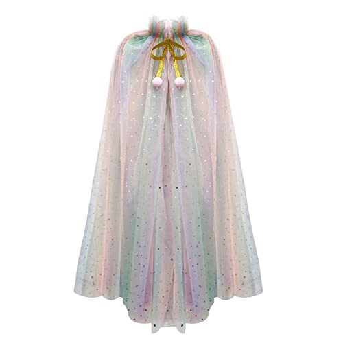 TSHAOUN Kinder Prinzessin Umhang Prinzessin Kostüm Umhang Mädchen Prinzessin Kostüm Halloween Umhang, Prinzessin Mantel für Prinzessinnenparty, Maskerade, Karneval, Halloween (Regenbogenfarbe) von TSHAOUN