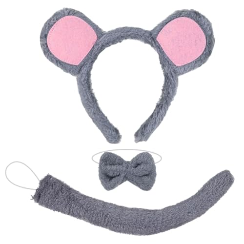 TSHAOUN Plüsch-Maus-Ohren-Haarband, Tier-Kostüm-Set, Plüschohren, Stirnband, Schwanz, Tierverkleidungs-Set, für Jungen und Mädchen, Cosplay, Geburtstagsparty, Karneval, Weihnachten, Partyzubehör TSHAOUN Plüsch-Maus-Ohren-Haarband, Tier-Kostüm-Set, Plüschohren, Stirnband, Schwanz, Tierverkleidungs-Set, für Jungen und Mädchen, Cosplay, Geburtstagsparty, Karneval, Weihnachten, Partyzubehör von TSHAOUN