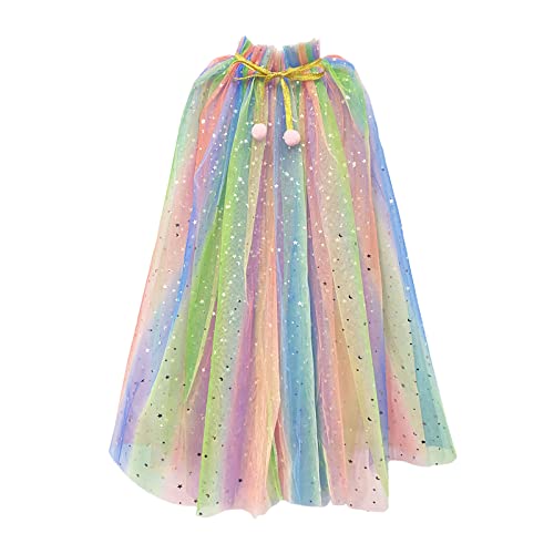 TSHAOUN Kinder Prinzessin Umhang Mädchen Prinzessin Kostüm Halloween Prinzessin Kostüm Umhang, Prinzessin Mantel für Prinzessinnenparty, Maskerade, Karneval, Halloween (Regenbogenfarbe) von TSHAOUN