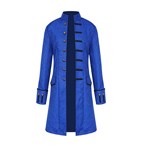 TSIRNK Mittelalter Kleidung Herren,Steampunk Herren,Halloween Kostüme Herren,Frack Steampunk Gothic Mittelalter Uniform (Blau, L) von TSIRNK