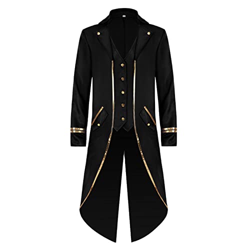 TSIRNK Steampunk Herren Mittelalter Kostüm, Frack für Karneval Halloween (Schwarz, L) von TSIRNK