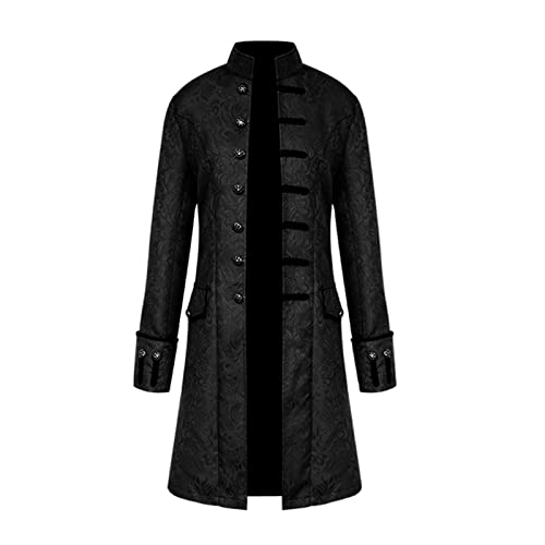 TSIRNK Mittelalter Kleidung Herren,Steampunk Herren,Halloween Kostüme Herren,Frack Steampunk Gothic Mittelalter Uniform (Schwarz, 4XL) von TSIRNK