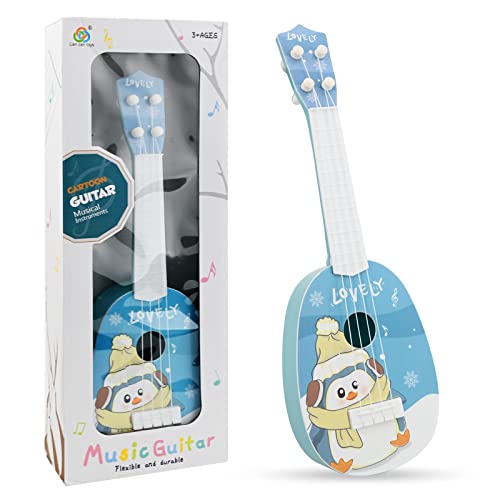 37 cm Gitarre für Kinder, Mini-Gitarre Ukulele Gitarre Spielzeug mit 4 verstellbaren Saiten Mini-Gitarre und Plektren (Kinder-Edition-A2) von TSLBW