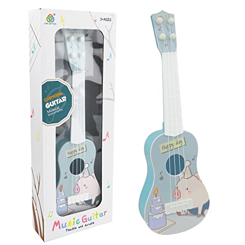 37 cm Gitarre für Kinder, Mini-Gitarre Ukulele Gitarre Spielzeug mit 4 verstellbaren Saiten Mini-Gitarre und Plektren (Kinder-Edition-A5) von TSLBW
