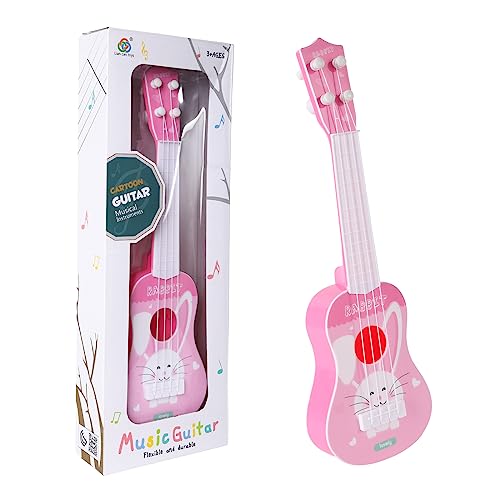 37 cm Gitarre für Kinder, Mini-Gitarre Ukulele Gitarre Spielzeug mit 4 verstellbaren Saiten Mini-Gitarre und Plektren (Kinder-Edition-A7) von TSLBW