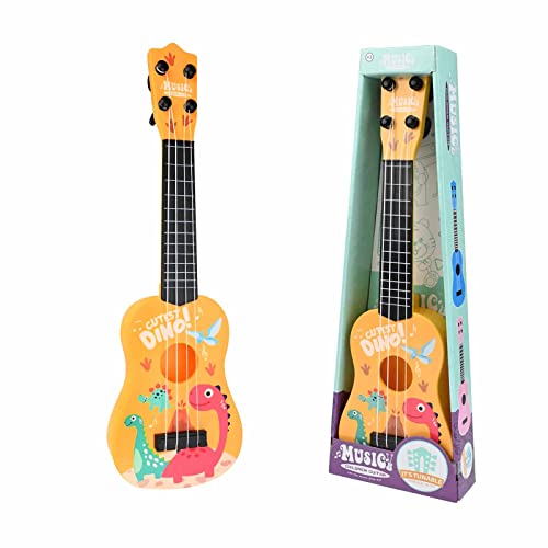 42 cm Gitarre für Kinder, Kindergitarre Gitarre Musikspielzeug Ukulele Instrument Musik-Ukulele-Gitarre Klassisches Instrument mit 4 verstellbaren Saiten Mini-Gitarre und Plektren von TSLBW