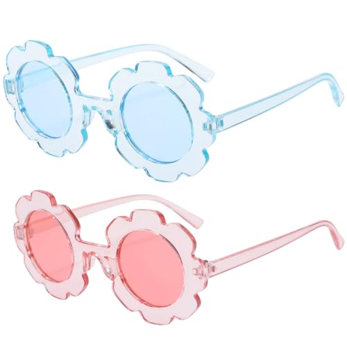TSLBW Blume Form Sonnenbrille 2 Paare Farbe Transparent Sonnenbrille für Kinder Sommer Party Brillen Brillen für Strand Party Fotostand Requisiten (Einfarbig) von TSLBW