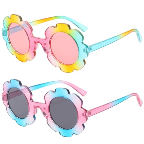 TSLBW Blume Form Sonnenbrille 2 Paare Farbe Transparent Sonnenbrille für Kinder Sommer Party Brillen Brillen für Strand Party Fotostand Requisiten (Gemischte Farbe) von TSLBW
