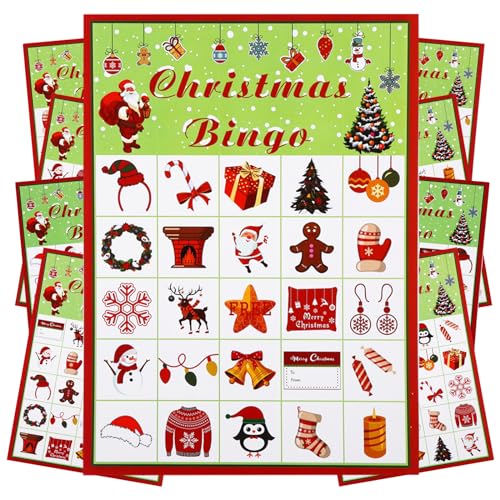 TSLBW Weihnachten Festlicher Bingo - Lustiges Kartenspiel, Ein Ideales Weihnachtsspiel - Urkomische, Festliche Partyspiele für Weihnachten, Geburtstag, Party (24 Stück) von TSLBW