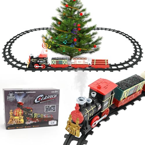 Weihnachten Dampfeisenbahn Elektrischer Zug Spielzeug Weihnachts-Dampfzug mit Rauch, Licht und Sound Einfacher Zusammenbau des Zuges für Jungen Mädchen Urlaub Weihnachten Geburtstag Geschenke von TSLBW