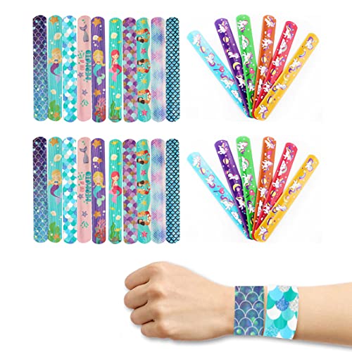 TSLRSA 30 Pcs Klatscharmbänder, Einhorn-Nixen-Armbänder, Klatscharmbänder Klatschbänder, Paillettenarmbänder, Klatscharmbänder geeignet für Kindergeburtstag Party Geschenke von TSLRSA