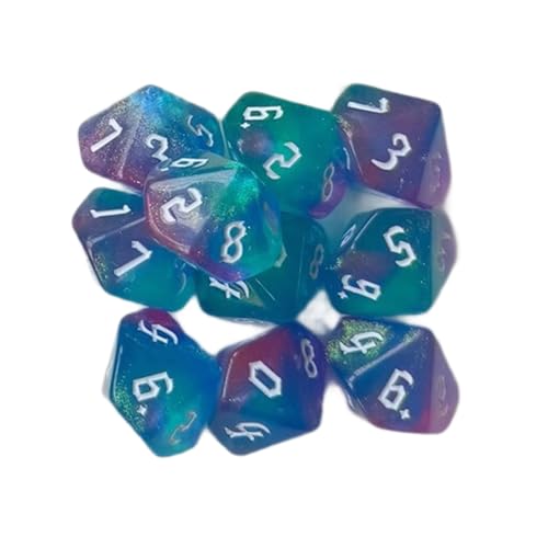 TSMORY 10pcs 10 Seitig Acryl Würfel Setzen Polyedrische Würfel Farbenfroh von TSMORY