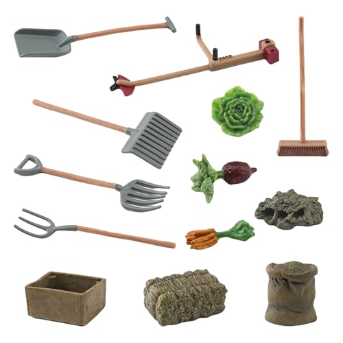 TSMORY 13-teiliges Miniatur-Set für Bauernhof, Gemüse, Schaufel, Figuren-Set für Puppenhäuser, Garten, Outdoor-Dekorationen und kleine Szenen-Ausstellungen TSMORY 13-teiliges Miniatur-Set für Bauernhof, Gemüse, Schaufel, Figuren-Set für Puppenhäuser, Garten, Outdoor-Dekorationen und kleine Szenen-Ausstellungen von TSMORY