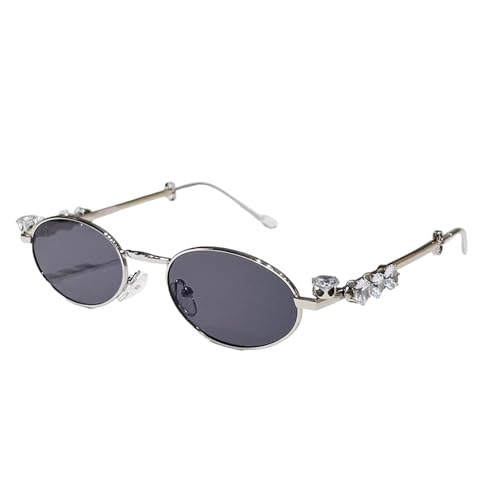 TSMORY Hip-Hop-Sonnenbrille mit Strasssteinen, stilvolle dekorative Augenbrille, ovaler Rahmen, Metall, Live-Show-Party, Foto-Requisiten TSMORY Hip-Hop-Sonnenbrille mit Strasssteinen, stilvolle dekorative Augenbrille, ovaler Rahmen, Metall, Live-Show-Party, Foto-Requisiten von TSMORY