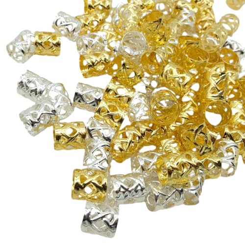 TSMORY Modische Kopfbedeckung, 100 Stück, Zopf, Dreadlock-Perlen, Manschetten-Clips, Zopfspiralen, Zopf-Haarverlängerung für Accessoires, Haarringe, verschiedene Farben von TSMORY