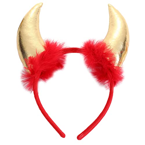 TSMORY Modische Kopfbedeckung, Halloween, kurzes Horn-Stirnband, glänzendes Tuch, Haarreif, Cosplay-Kostüm, Hexen-Kopfschmuck, Zubehör für Mädchen von TSMORY