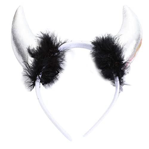 TSMORY Modische Kopfbedeckung, Halloween, kurzes Horn-Stirnband, glänzendes Tuch, Haarreif, Cosplay-Kostüm, Hexen-Kopfschmuck, Zubehör für Mädchen von TSMORY