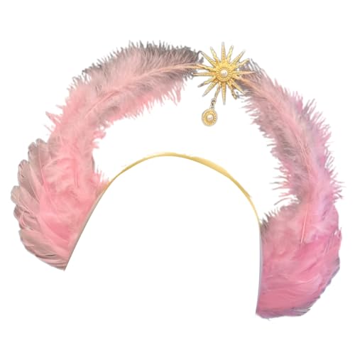 TSMORY Modische Kopfbedeckung, Vintage-Punk, schwarz, gefiederte Krone, Stirnband für Frauen und Mädchen, Halloween, Cosplay, Party, Tiaras, Kronenstück, Kopfzubehör TSMORY Modische Kopfbedeckung, Vintage-Punk, schwarz, gefiederte Krone, Stirnband für Frauen und Mädchen, Halloween, Cosplay, Party, Tiaras, Kronenstück, Kopfzubehör von TSMORY