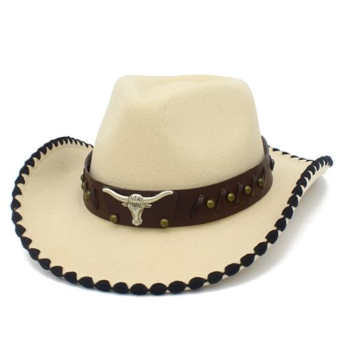 TSMORY RoleplayCowboy-Kappen für Erwachsene, breite Krempe, Fedora-Hut mit Hut, Gürtel, Rollenspiel, Cowboyhut, Karneval, Party, Kostümzubehör von TSMORY